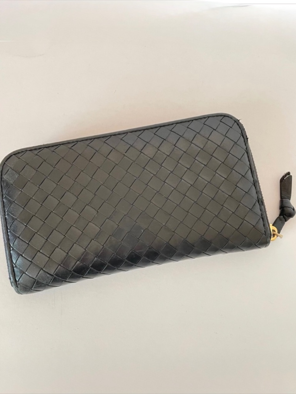 BOTTEGA VENETA Intrecciato Zip Long Black Leather Wallet